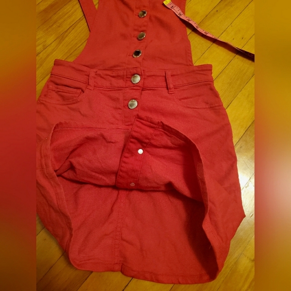 Maje Rira Red Denim Overall Style Button Down Mini Dress size XS. - Picture 10 of 14